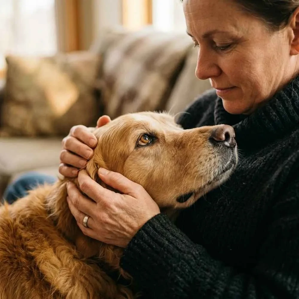 Owner relaxed while dog plays safely